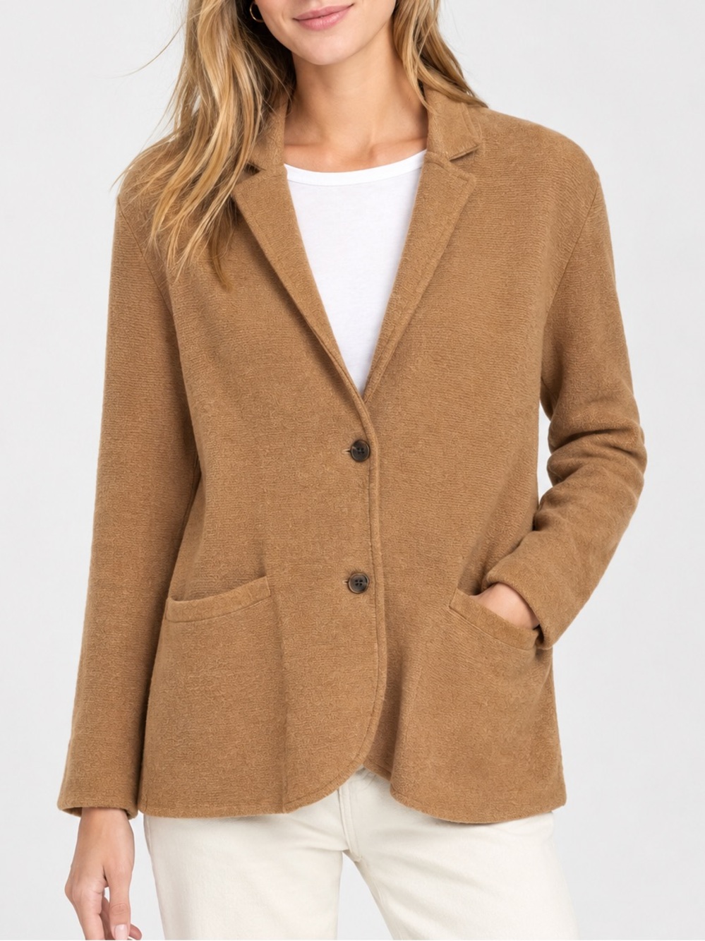 J.Crew Cotton Camel Knit Blazer Cardigan